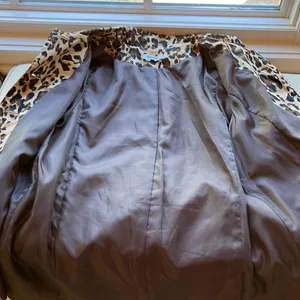 Leopard Animal Print Trench Coat Jacket by Appraisal fully lined, pockets size M Tan Size M thumbnail 10