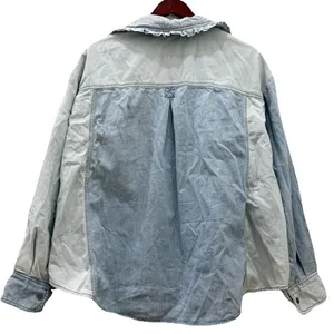 FREE PEOPLE Daisy Denim Ruffle Collar Button Down Shirt Top Size Large NWT thumbnail 2