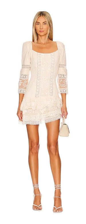 LOVESHACKFANCY Shania Mini Dress in Nougat NWT Size 00 $495 thumbnail 1