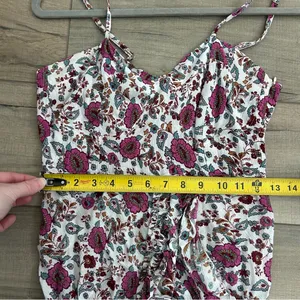 Anthropologie RAGA Summer Bloom Pink Red Cream Floral Ruffle High-Low Dress XS thumbnail 12