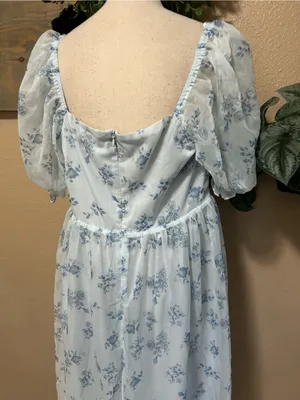 Lulus NWOT Luxe Brilliance Light Blue Floral Organza Floral Midi Dress thumbnail 6