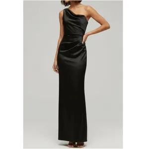 AFTER SIX Nisha 6904 One-Shoulder Cat-Eye Satin Charmeuse Gown, Black, 4R thumbnail 2
