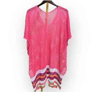 Moments Collection swimsuit cover knit net poncho pullover, sz M thumbnail 3
