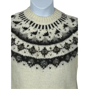 LOFT Ann Taylor Jeweled Wool Alpaca Mohair Mock Neck Sweater Medium thumbnail 4