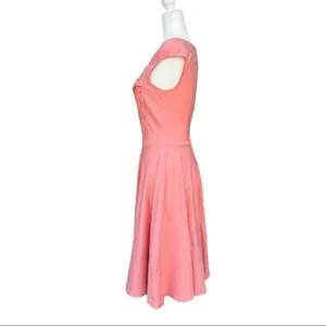 MUXXN Peach 50s Style Swing Fit Flare Cap Sleeve Dress Rockabilly Sz Small‎ thumbnail 2