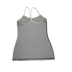 Lululemon Power Y Cream White Black Striped Racerback Tank Top Size Women's 10 thumbnail 2