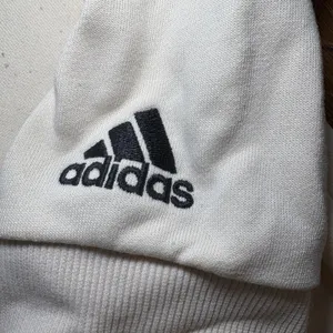 Adidas Crewneck Sweatshirt Cream Tan Black Embroidered Logo Pullover‎ Womens S thumbnail 2