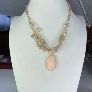 Multi layered faceted pastel stones with a teardrop peach decor boutique thumbnail 1