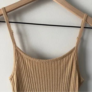 House of Harlow 1960 Revolve Tan Ribbed Mini Dress adjustable spaghetti straps S thumbnail 6