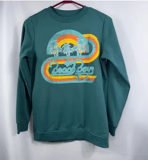 The Beach Boys Retro Graphic Sweatshirt XS Teal Palm Trees thumbnail 1