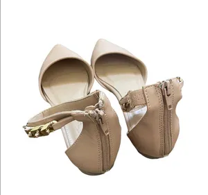 Charlotte Russe, cream, size 7 flats with chain ankle strap thumbnail 3