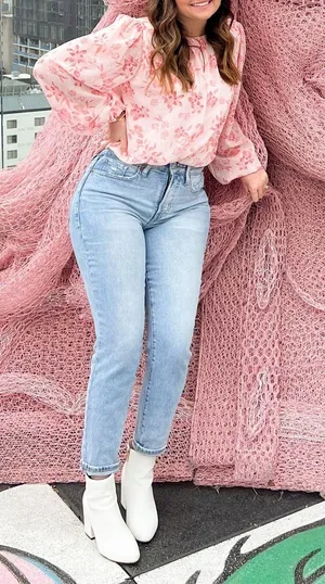 Pink Lily Pink Floral Bodysuit thumbnail 1