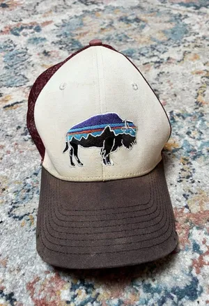 Patagonia 6-Panel Cap Men Burgundy Embroidered Adjustable Snapback Trucker Hat thumbnail 1