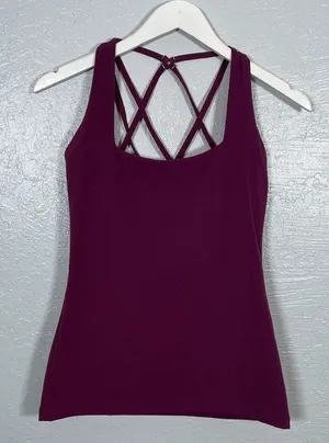 Buffbunny Collection Women S Purple Maroon Revolution Tank Built in Bra Strappy thumbnail 1