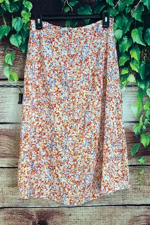 Free People Boutique Faux Wrap Midi Skirt 4th of July Patriotic Red White Blue Beachy Medium thumbnail 1