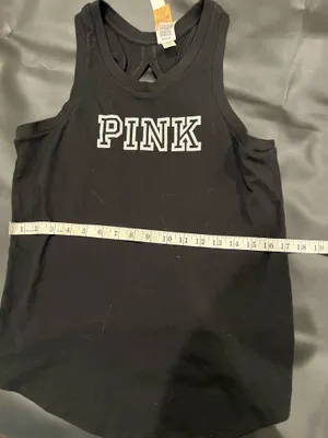 Victoria's Secret PINK black tank top with white 'PINK' text thumbnail 5