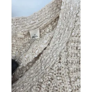 Moth Sweater Womens Medium Chunky Knit Side Zip Cream V thumbnail 5