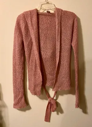 Free People hooded open front w/tie cardigan small thumbnail 2