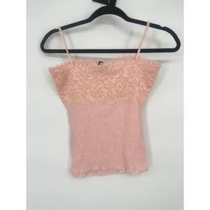 The Limited Cami Top Women S Pink Floral Lace Ribbed Knit Y2K Coquette Fairycore thumbnail 4