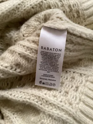 Aritzia Babaton cream cable-knit fisherman sweater thumbnail 4