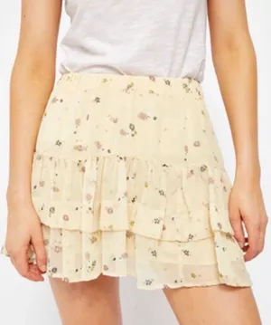 Free People Floral Mini Skirt Ruffle thumbnail 4