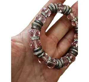 Pair of Pink and Purple Crystal Stretch Bracelets thumbnail 4