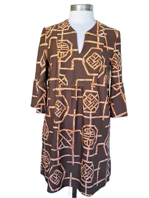 Jude Connally Kerry Bamboo Lattice Brown Jude Cloth Swing Dress Large thumbnail 2