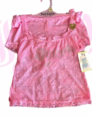 NWT Juicy Couture Rhinestone Pink Butterfly Lace Cami and Short Set thumbnail 1