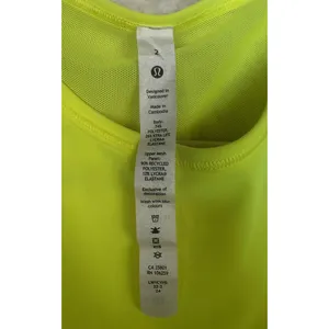 Lululemon Tank Womens 2 Yellow High‎ Neck Mesh Athletic Running Top LW1CYHS thumbnail 2