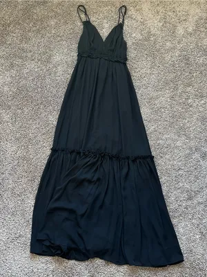 Abercrombie & Fitch Black Spaghetti-Strap Maxi Dress thumbnail 1