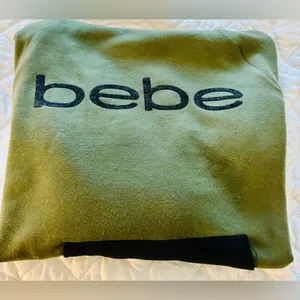 Women’s Bebe olive green Black velvet Sweatshirt Hoodie thumbnail 8