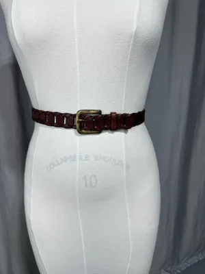 Braided Woven Brown Leather Adjustable Buckle Belt Women's 42 Western Bohemian thumbnail 8