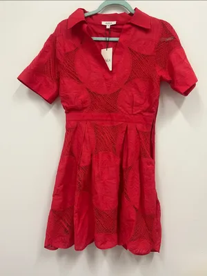 NWT Avara "Annie" Red Lace embroidered Fit & Flare Dress size S thumbnail 1