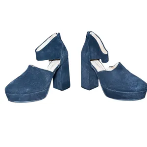 Free People Black Suede‎ Platform Block Heel Ankle Edgy Statement Size 38 (7) thumbnail 6