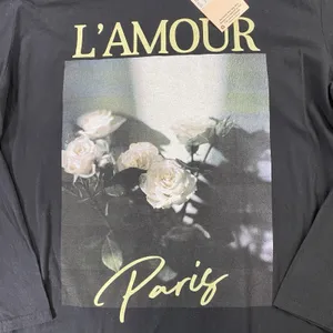 Missguided L’amour Paris Long Sleeve T-Shirt Black Graphic Print Oversized Sz M thumbnail 2