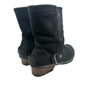Sorel Slimshortie Waterproof‎ Leather Moto Boots Black Buckle Womens 9 thumbnail 8