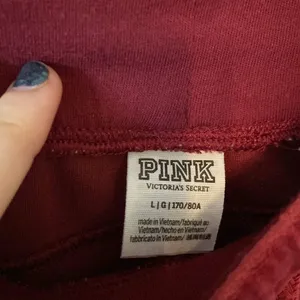 PINK Victoria's Secret‎ Velour Track Pants Zippered Ankle Burgundy Joggers thumbnail 4