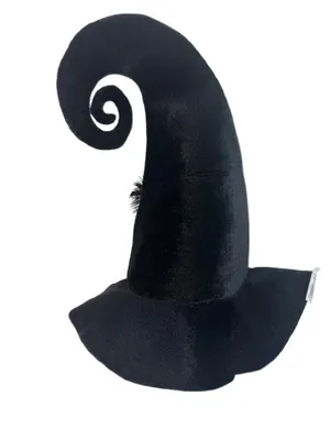 Black Decorative Witch Hat with Feather & Rose Accents thumbnail 3