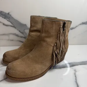 b.o.c. Born Women's Brown Leather Elise Boots Sz 8 Festival Boho Western Fringe thumbnail 3