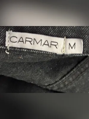Carmar Black Denim Jacket with Red Rose Embroidery Size M thumbnail 5