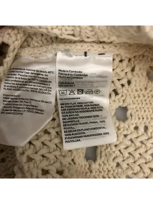 H&M Ivory Knit Cropped Crochet Sweater With V-Neck & Collar Size M 100% Cotton thumbnail 4
