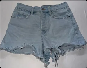 Old Navy Jean Shorts Women 4 Light Wash Sky-Hi A-Line Frayed Denim thumbnail 1
