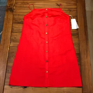 NEW Billabong Love Like Summer Linen Blend Red Dress M thumbnail 3