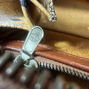 MCM Vintage Satchel Bag Womens Medium Brown Logo PVC Leather Germany Top Handle thumbnail 5
