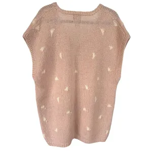 Vintage Handmade Rose Pink Acrylic Knit Cottagecore Oversized Sweater Vest 2X thumbnail 2