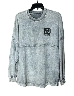 Disney World Spirit Jersey Shirt Grey Mineral‎ Acid Wash Small Denim Look #T4-6 thumbnail 1