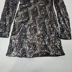 Michael Costello Leanne Mini Dress in Metallic Silver XS thumbnail 9