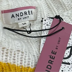 NEW Andree by Unit Striped Cozy Spring Knit Sweater‎ Artsy Garden Size 1X thumbnail 7