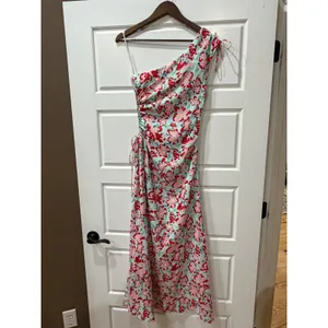 Hello Molly Mint Floral One Shoulder Ruched Cut Out Maxi Dress Size 4 thumbnail 9