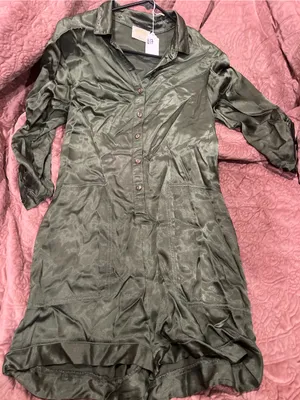 Olive Green Satin Button thumbnail 1
